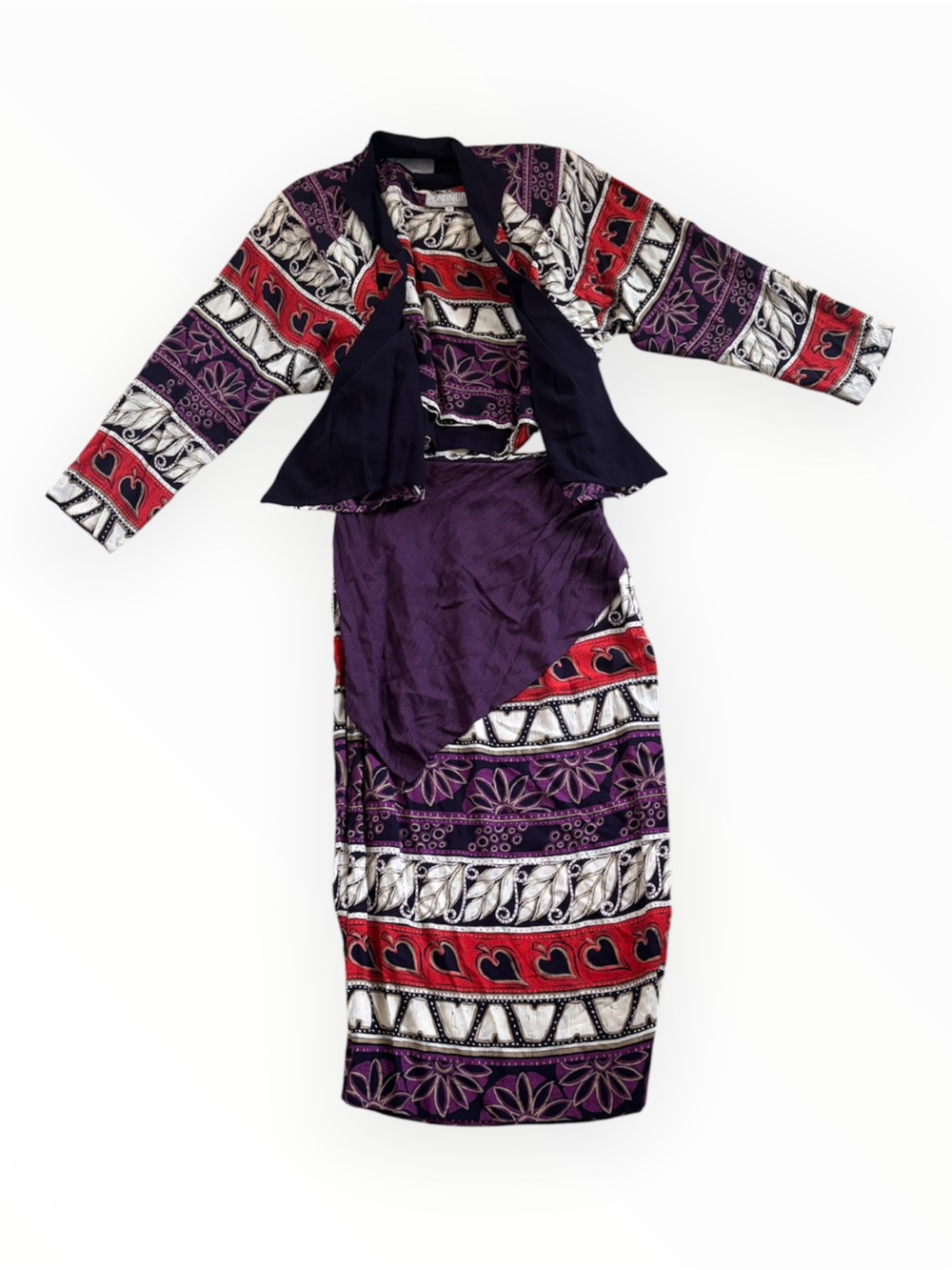 Vintage Platinum by Dorothy Schoelen 3 piece abstract set: jacket, top and skirt